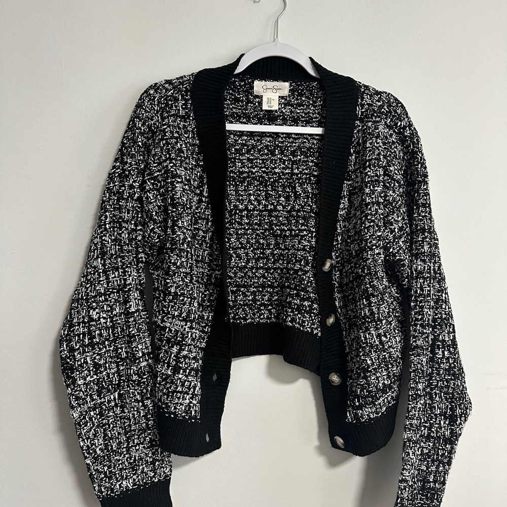 Jessica Simpson Black and White Textured Cardigan